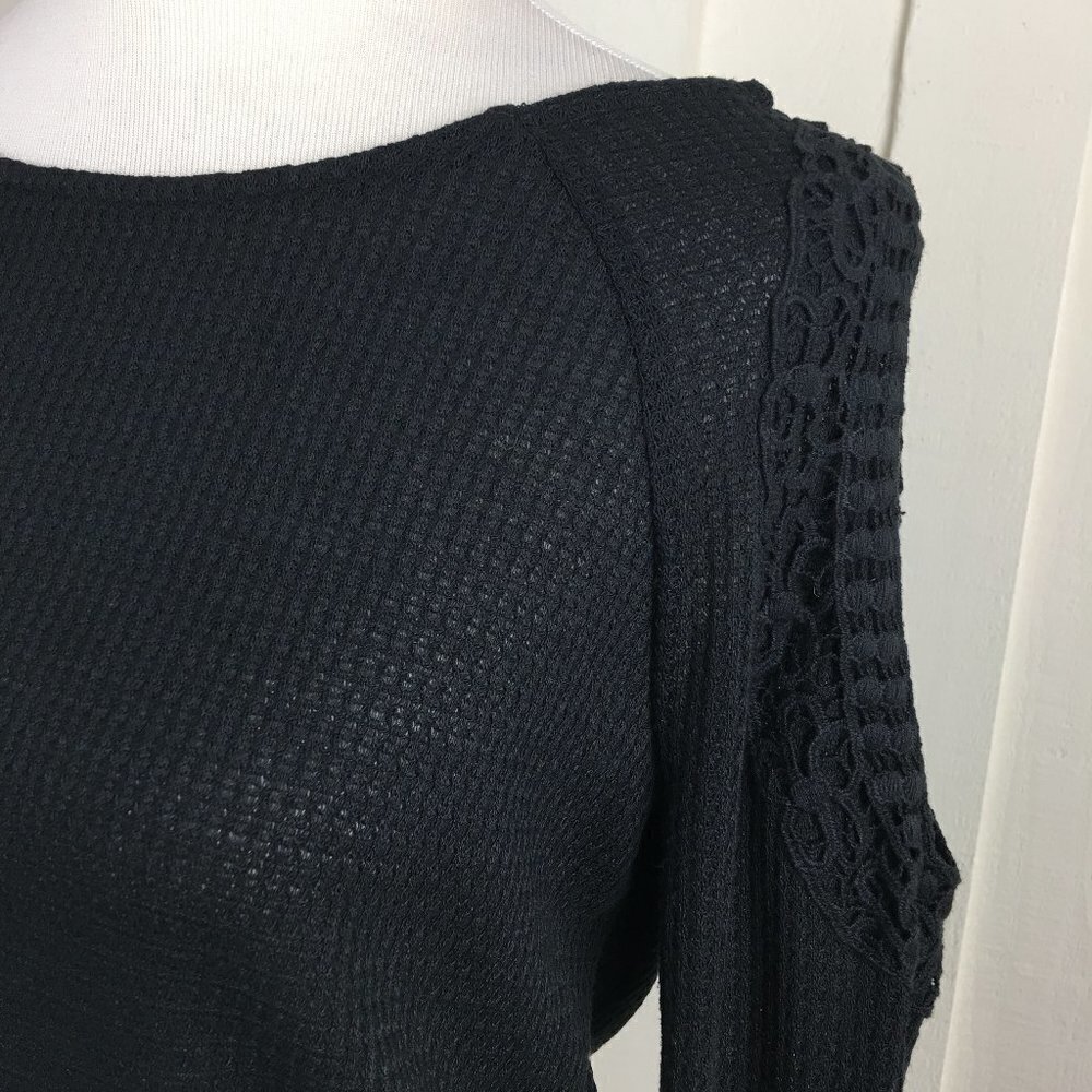 RXB Pullover Cold Shoulder Knit Top Black - Picture 2 of 7